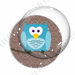 Image digitale - Hibou cyan sur fond marron