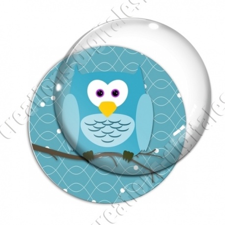 Image digitale - Hibou cyan sur fond cyan