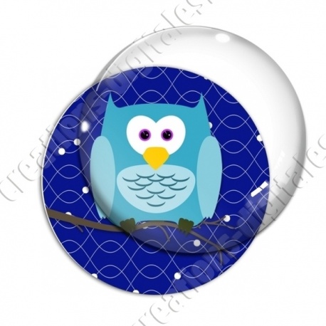 Image digitale - Hibou cyan sur fond bleu
