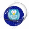 Image digitale - Hibou cyan sur fond bleu