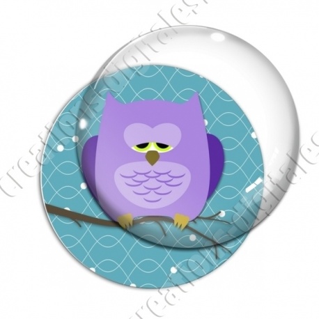 Image digitale - Hibou violet sur fond cyan