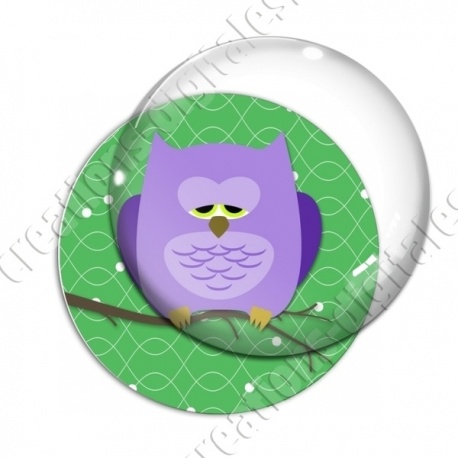 Image digitale - Hibou violet sur fond vert