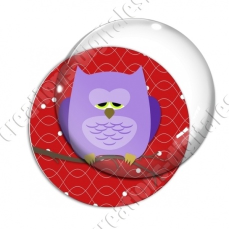 Image digitale - Hibou violet sur fond rouge
