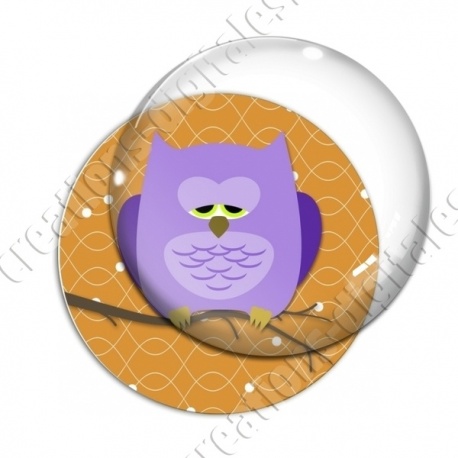 Image digitale - Hibou violet sur fond orange