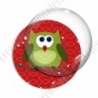 Image digitale - Hibou vert sur fond rouge
