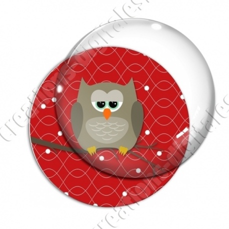 Image digitale - Hibou brun sur fond rouge