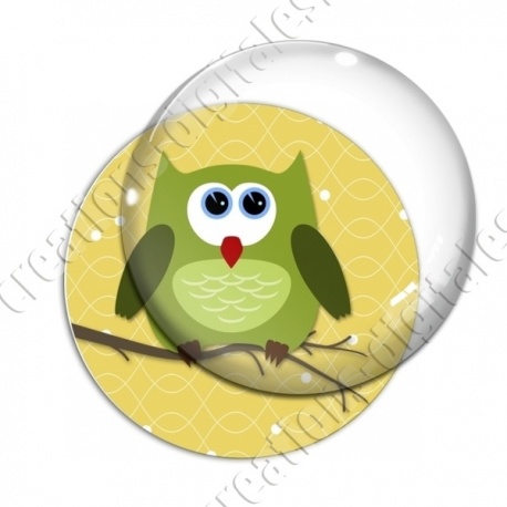 Image digitale - Hibou vert sur fond jaune