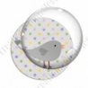 Image digitale - Oiseau gris sur fond à pois
