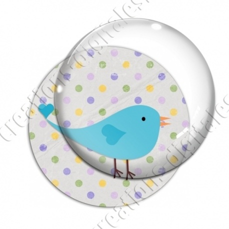 Image digitale - Oiseau cyan sur fond à pois