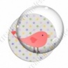 Image digitale - Oiseau rouge sur fond à pois