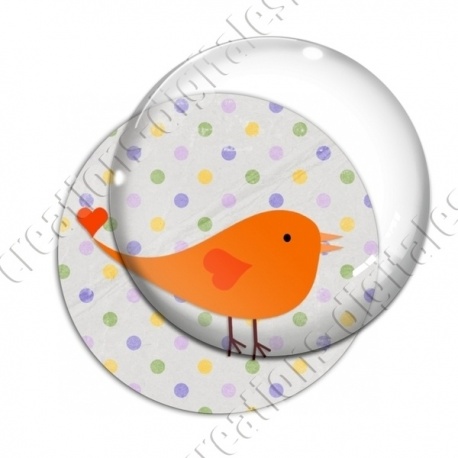 Image digitale - Oiseau orange sur fond à pois