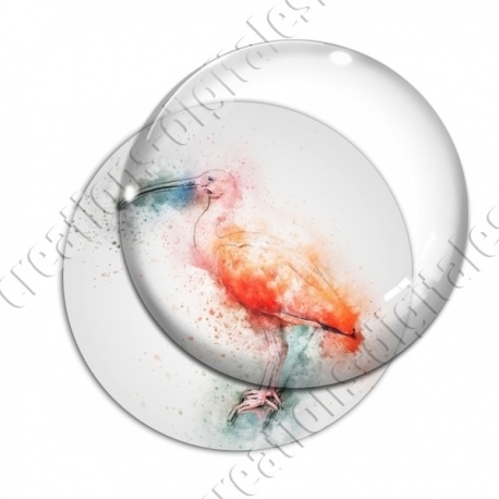 Image digitale - Oiseau - Flamant rose effet aquarelle