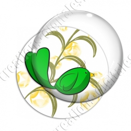 Image digitale - Oiseau vert fond feuille verte