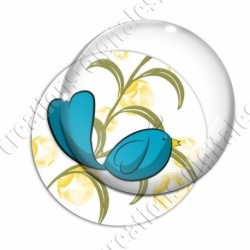 Image digitale - Oiseau turquoise fond feuille verte