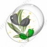 Image digitale - Oiseau gris et vert fond feuille verte