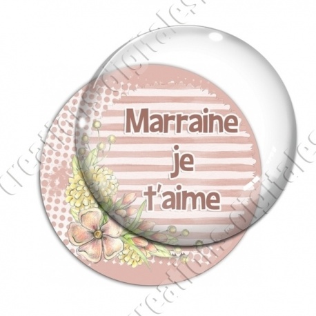Image digitale - Marraine je t'aime fond fleuri