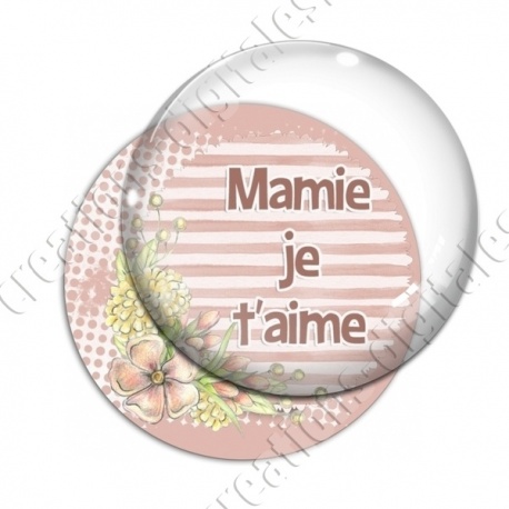 Image digitale - Mamie je t'aime fond fleuri