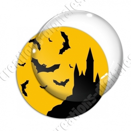 Image digitale - Halloween - Château et chauve-souris